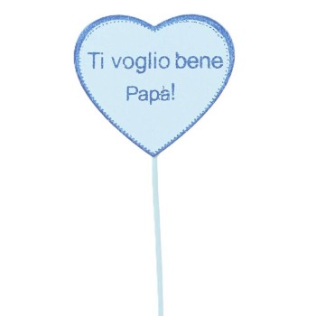 Set 12 pick in legno cuore "Ti voglio bene papà"