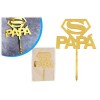Cake topper dorato «Super Papà» Cm. 10x15