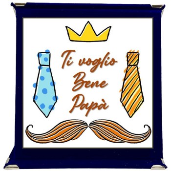 Targa a libretto vellutata Cm. 17x17 "Ti voglio bene papà"