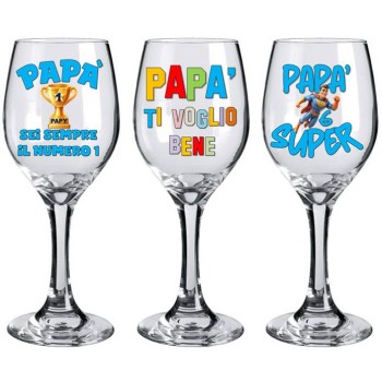 Calice vino in scatola regalo - Papà - Scritte assortite