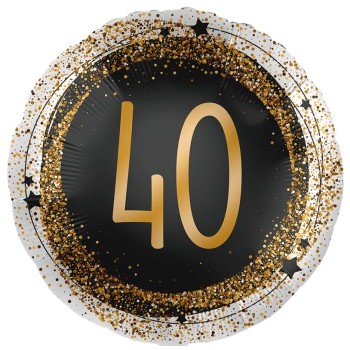 Palloncino mylar 18'' Cm. 45 - Rotondo - Black & Gold - 40