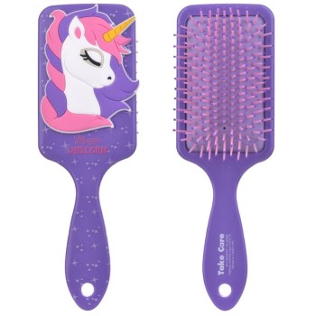 Spazzola per capelli con placca gommata - Unicorno