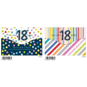 Biglietto auguri classico con portasoldi - 18 anni