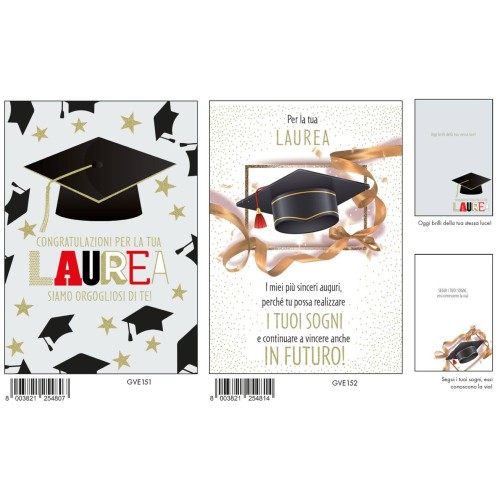 Biglietto auguri classico con foil oro - Laurea