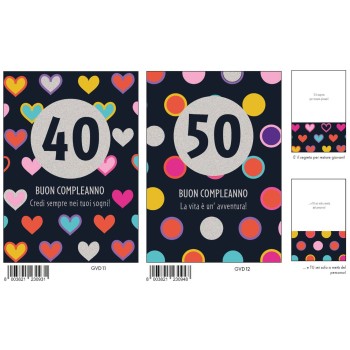Biglietto auguri classico con foil argento - 40-50-60 anni