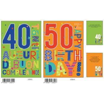 Biglietto auguri classico con foil - 40-50-60 anni
