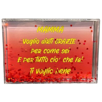 Portafoto in plex con cuoricini interni Cm. 10x15 "Mamma"
