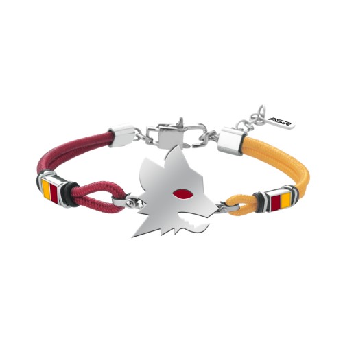 Bracciale con cordino e acciaio 316L AS Roma