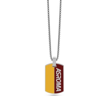Piastrina acciaio 316L con collana AS Roma