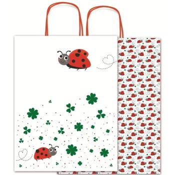 Busta regalo con cordoncino "Coccinella" Cm. 36x12x46