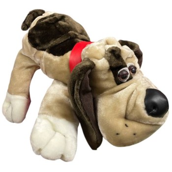 Peluche Cane Steso Collare Rosso Cm. 35 2