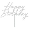 Cake Topper acrilico "Happy Birthday" Cm. 18x16,5 - Silver
