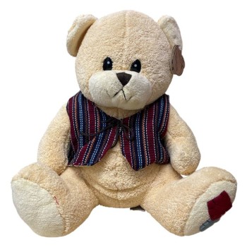 Peluche orsetto seduto soft con gilet Cm. 32