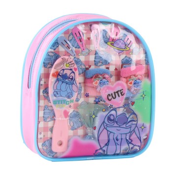 Zainetto trasparente con accessori per capelli - Stitch