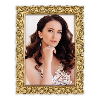 Portafoto in resina decoro a rilievo oro Cm. 16x21 - Foto...