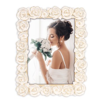 Portafoto in resina decoro a rilievo oro Cm. 17,5x23 -...