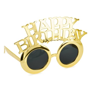 Occhiali party "Happy Birthday" Cm. 16,5x11,5 - Cold Gold