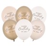 Palloncini in lattice Cm. 30 - Happy Birthday - Beige mix - Blister 6 pezzi