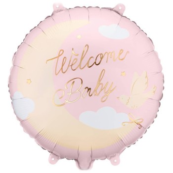Palloncino mylar rotondo Cm. 35x35 - Welcome Baby - Light...