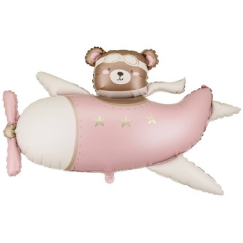 Palloncino mylar Cm. 94x61 - Orsetto baby in aereo -...