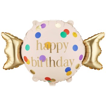 Palloncino mylar Cm. 61x37 - Caramella - Happy Birthday