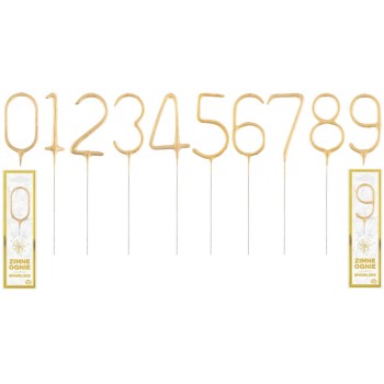 Candela sparklers Cm. 17 - Oro Gold - Numeri da 0 a 9...