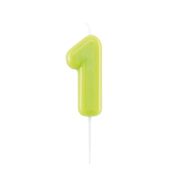 Candelina per torta laccata "Glossy" Cm. 10,5 - Verde...