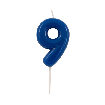 Candelina per torta laccata "Glossy" Cm. 10,5 - Blu - Nr. 9