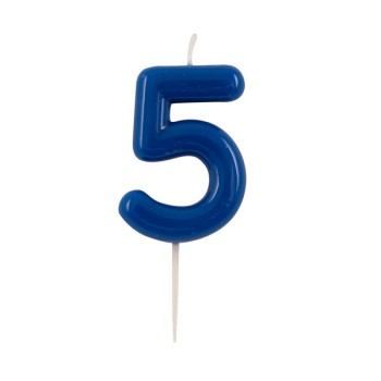 Candelina per torta laccata "Glossy" Cm. 10,5 - Blu - Nr. 5