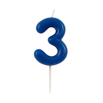 Candelina per torta laccata "Glossy" Cm. 10,5 - Blu - Nr. 3
