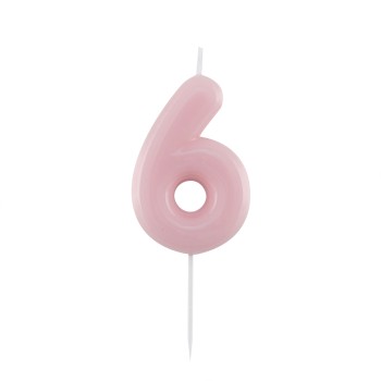 Candelina per torta laccata "Glossy" Cm. 10,5 - Rosa - Nr. 6