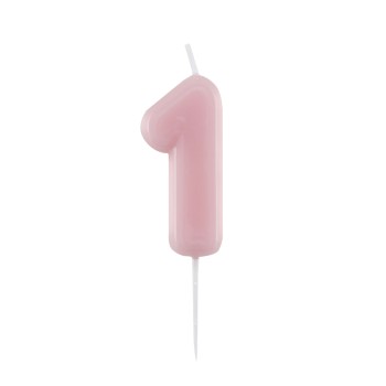 Candelina per torta laccata "Glossy" Cm. 10,5 - Rosa - Nr. 1