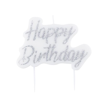 Candelina per torta scritta Happy Birthday glitter Cm....
