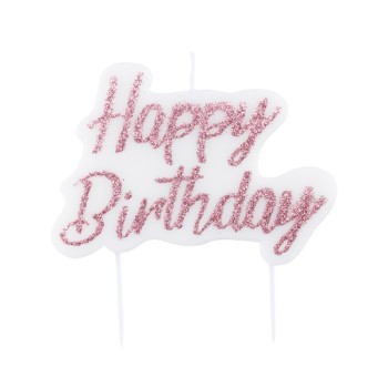 Candelina per torta scritta Happy Birthday glitter Cm....