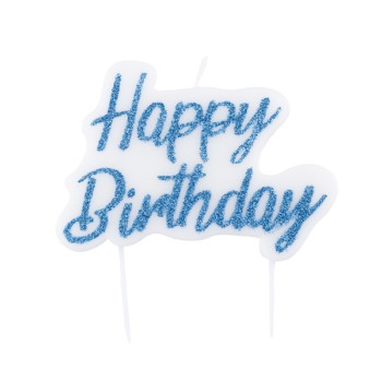 Candelina per torta scritta Happy Birthday glitter Cm....