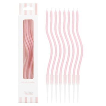 Candeline Curly con sostegno Cm. 12,5 - Blister 8 pz - Rosa