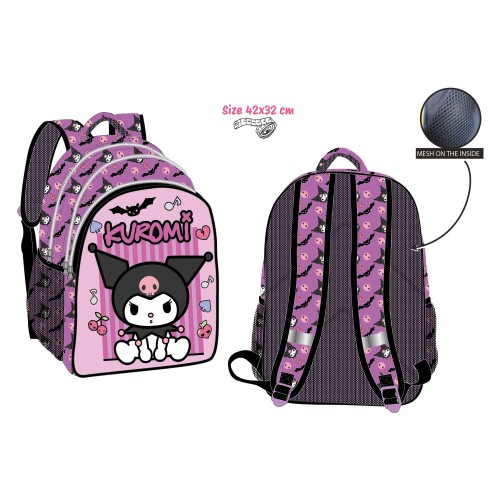 Zaino scuola 3 tasche deluxe Cm. 42x32 - Kuromi