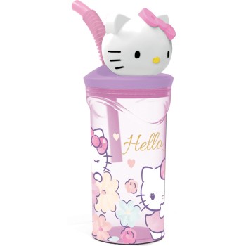 Bicchiere con cannuccia 3D Tritan - Hello Kitty