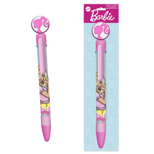 Penna 4 colori con topper in gomma 3D - Barbie