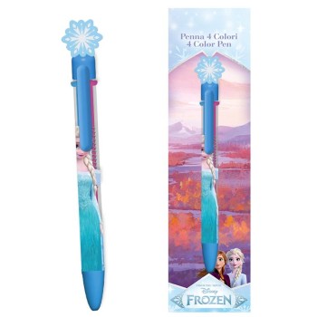 Penna 4 colori con topper in gomma 3D - Frozen