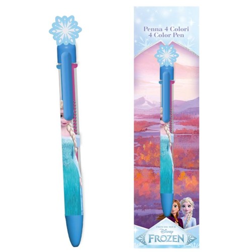 Penna 4 colori con topper in gomma 3D - Frozen