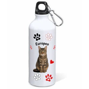 Borraccia alluminio 500 ML con moschettone "Cat&Dog" -...