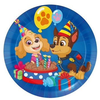 Piatti carta Cm. 20 - Confezione 8 pezzi - Paw Patrol Blu