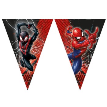 Festone bandierine in cartoncino Cm. 230 - Spiderman Web