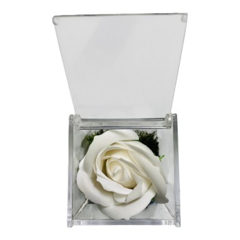 Rosa di sapone in scatolina plex Cm. 6x6x6 - Nonna - Bianca 2
