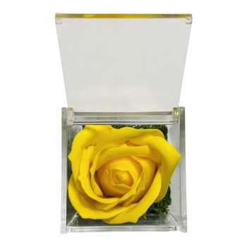 Rosa di sapone in scatolina plex Cm. 6x6x6 - Nonna - Gialla 2