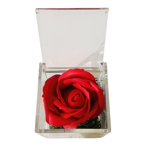 Rosa di sapone in scatolina plex Cm. 6x6x6 -...