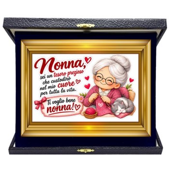 Targa con cofanetto Cm. 21x17 - Nonna sei un tesoro...