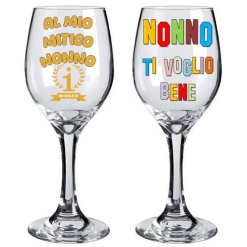 Calice vino in vetro in scatola regalo - Nonno...