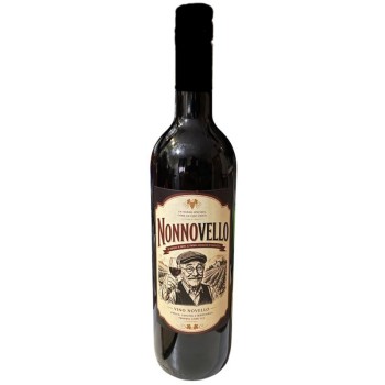 Bottiglia vino rosso 75 ML. in scatola regalo "Nonnovello"